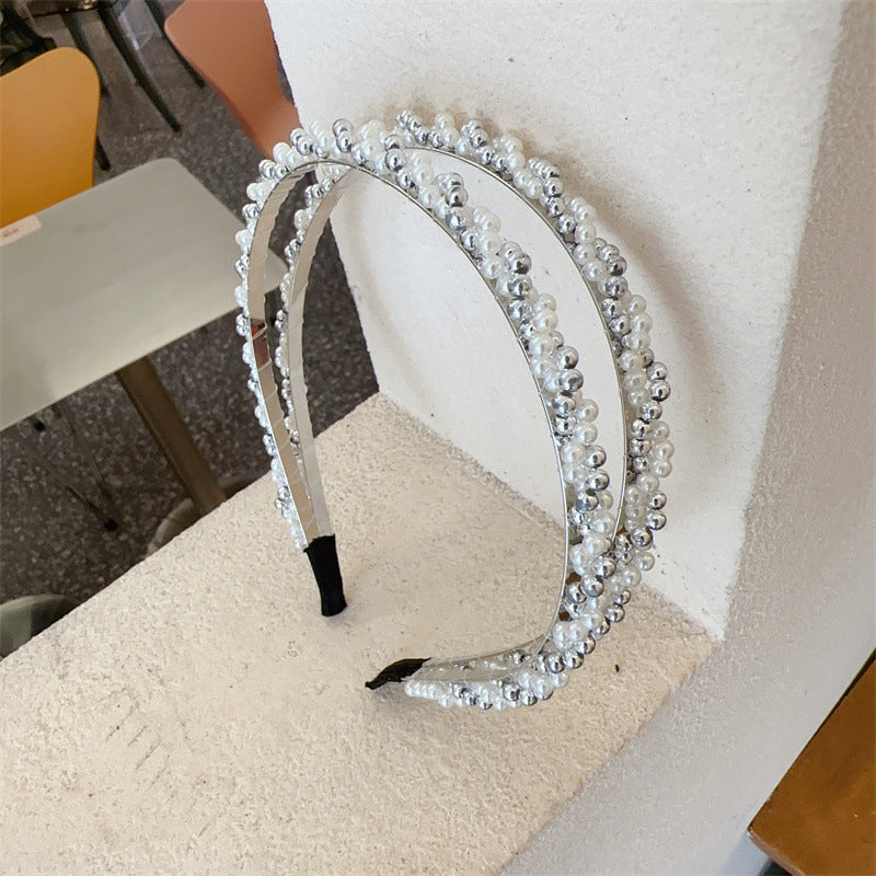 baroque style twist imitation pearl alloy hair band