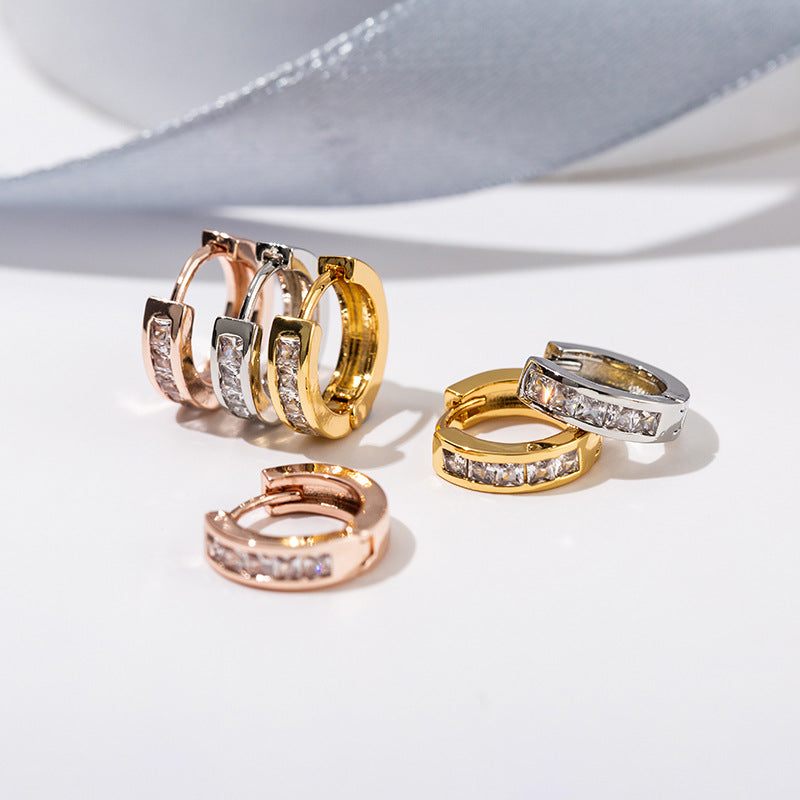 1 Pair Elegant Simple Style Geometric Copper Zircon Earrings