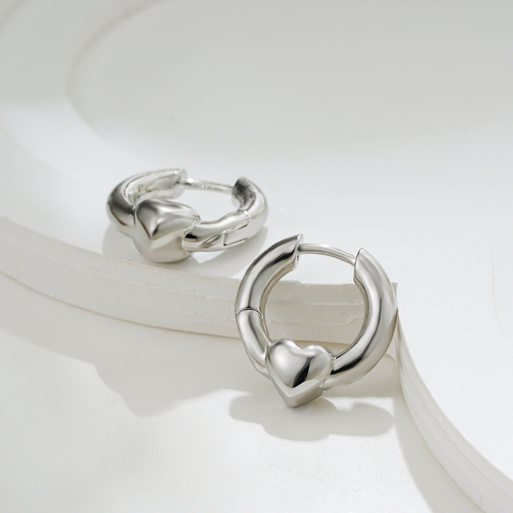 1 Pair Simple Style Heart Shape Mixed Metal 304 Stainless Steel Earrings
