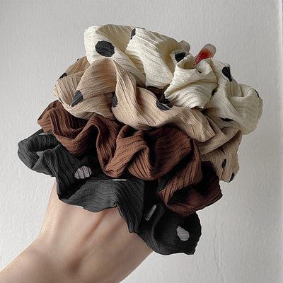 Women's Casual Simple Style Round Dots Cloth Pleated Hair Tie
