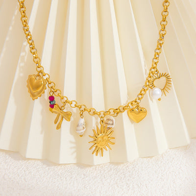 Jewelry Modern Style Classic Style Star Heart Shape 304 Stainless Steel Plating Pendant Necklace