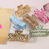 retro leopard plastic printing hair claws 1 piece