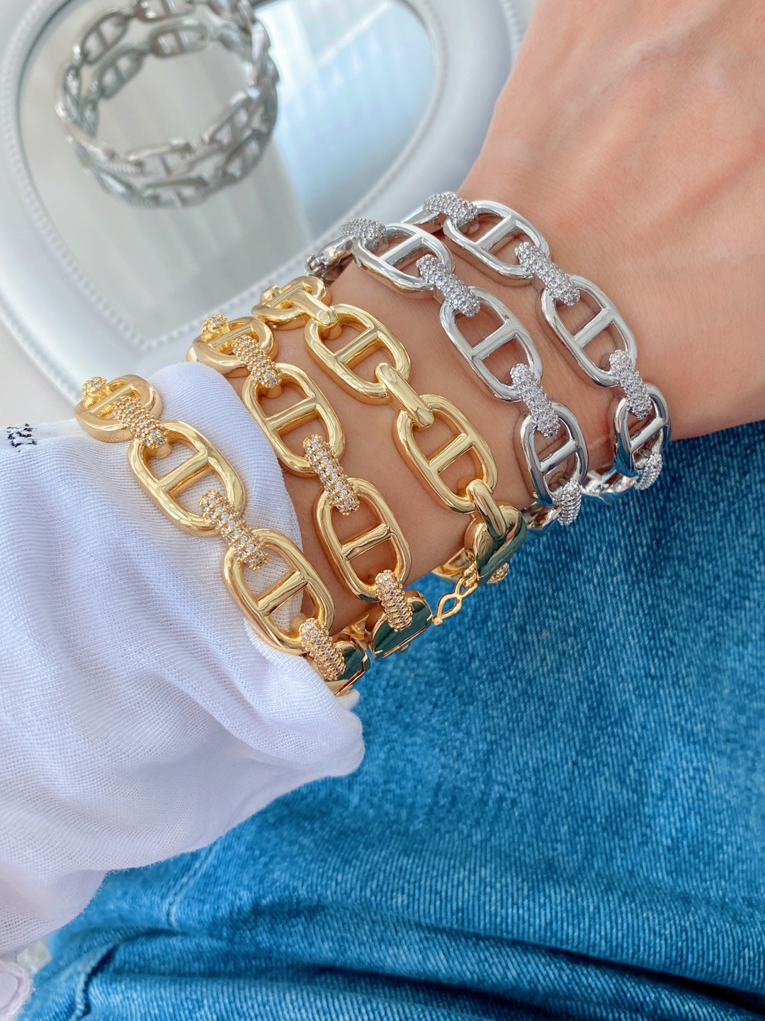 Jewelry Vintage Style Classic Style Geometric Copper Zircon Mixed Metal Rings Bracelets