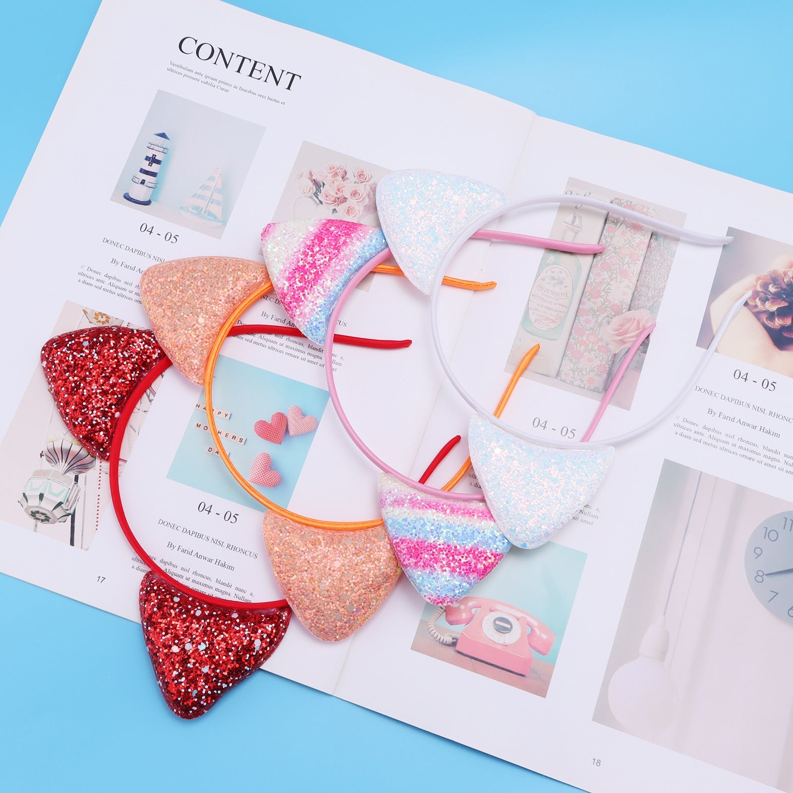 cute cat ears cloth sequins hair band 1 piece