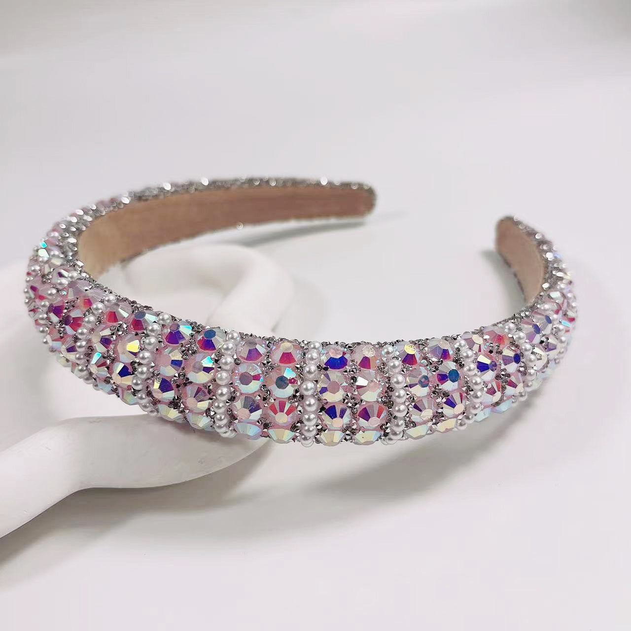women's elegant lady geometric rhinestone hair band