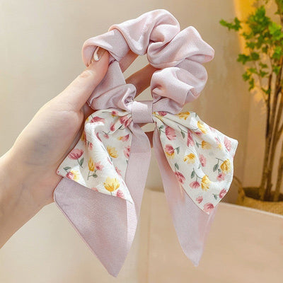 Women's Casual Sweet Flower Cloth Pearl Hair Tie