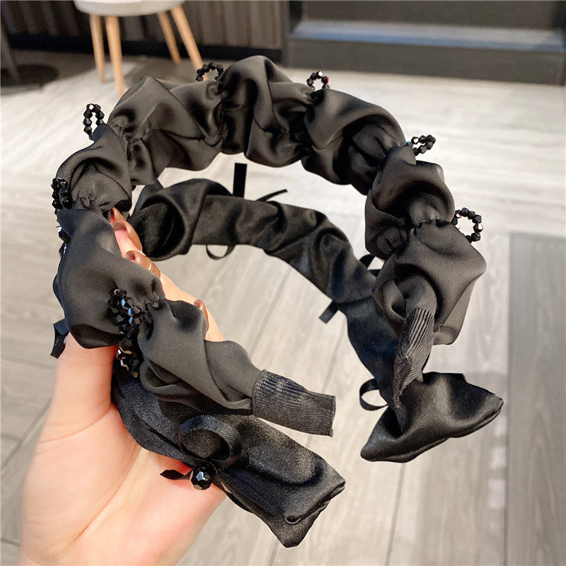 women's elegant simple style bow knot artificial crystal cloth hair band