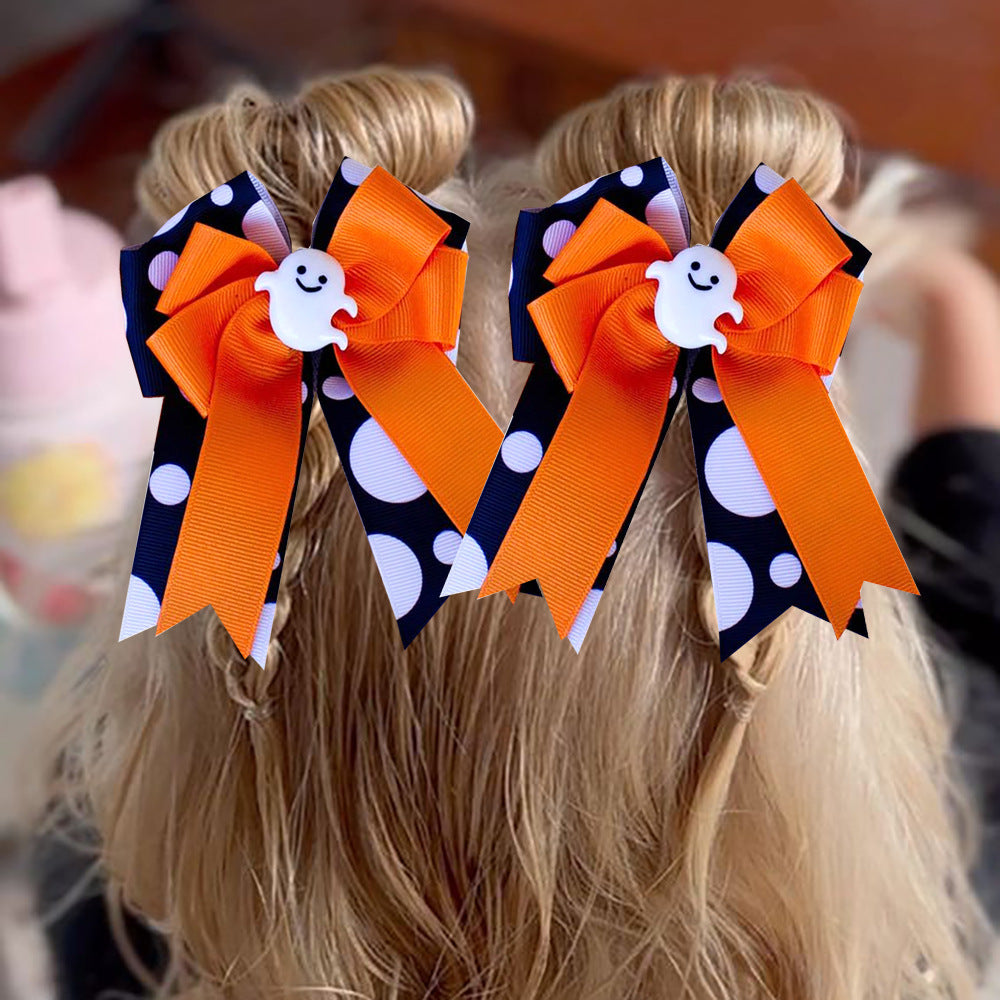 Girl'S IG Style Casual Pumpkin Bow Knot Ghost Cloth Hair Clip