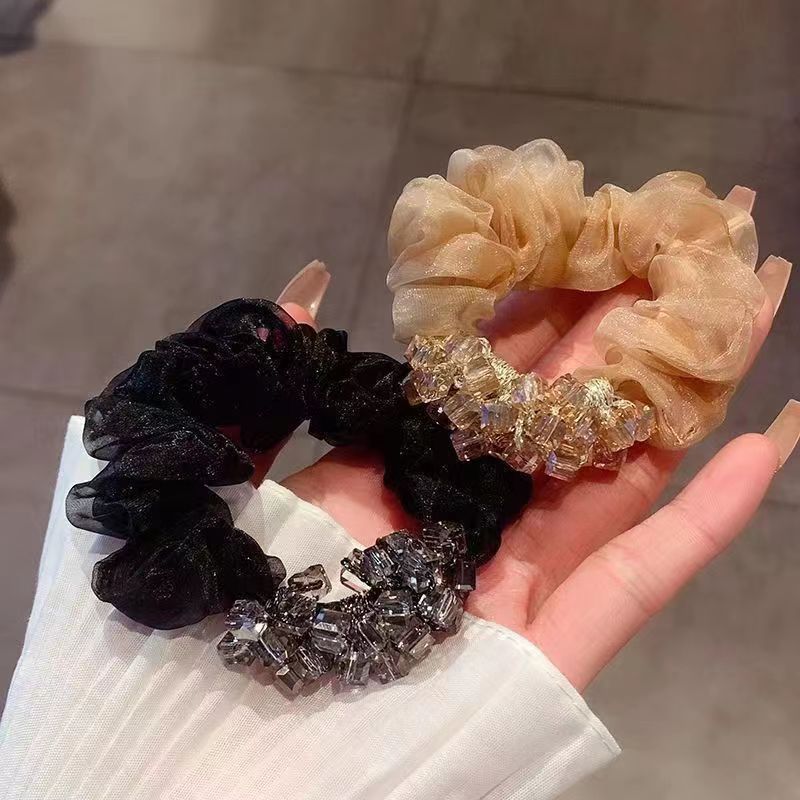 elegant simple style solid color organza hair tie