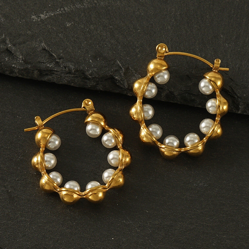 1 Pair Simple Style Geometric Solid Color 304 Stainless Steel Hoop Earrings