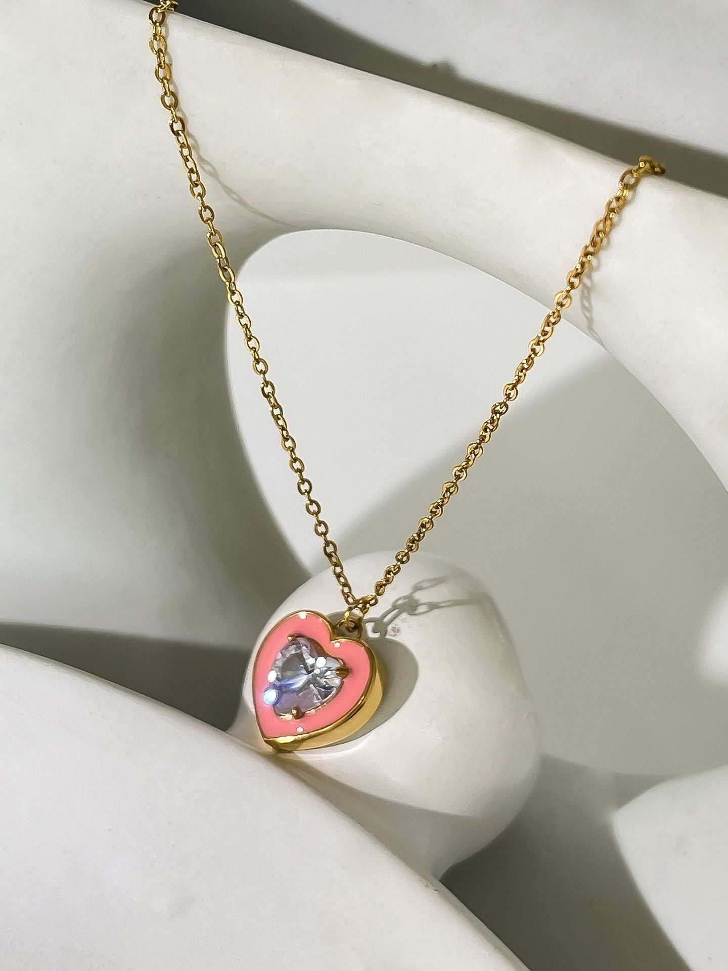 Jewelry Simple Style Heart Shape Flower 304 Stainless Steel Pendant Necklace