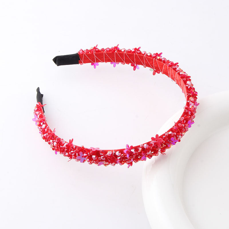 sweet solid color artificial crystal hair band 1 piece