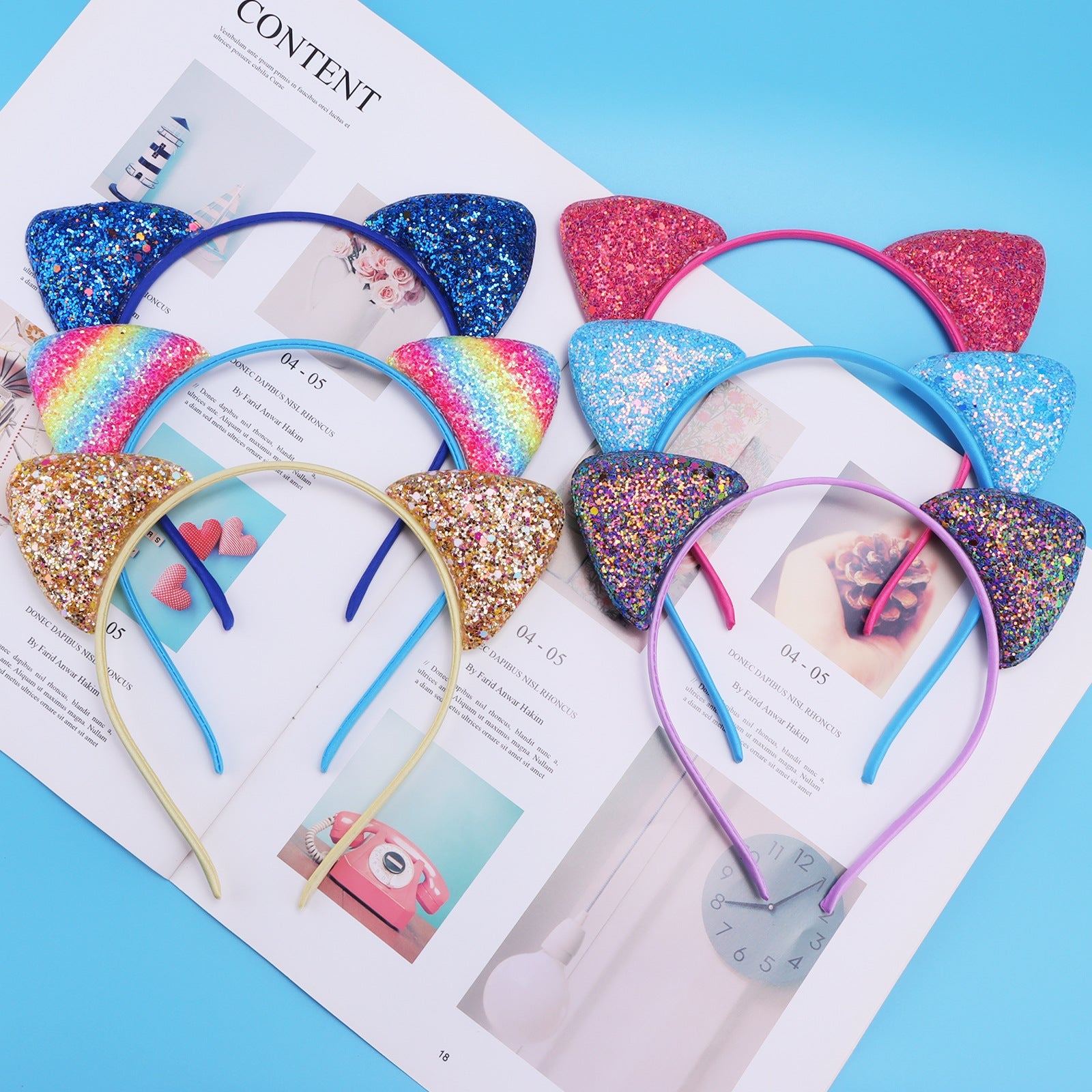 cute cat ears cloth sequins hair band 1 piece