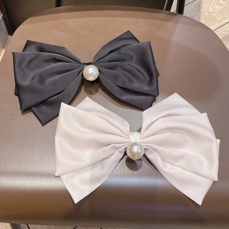 fashion bow knot cloth pearl hair clip 1 piece