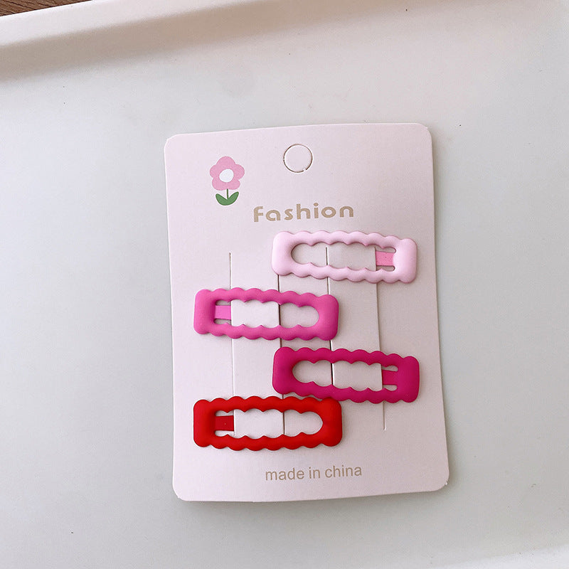 New Sweet Rose Pink Versatile Basic Hollow Heart Five-Star BB Clip Dripping Oil Partysu Hair Clip Hair Accessories