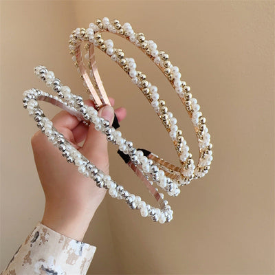 baroque style twist imitation pearl alloy hair band