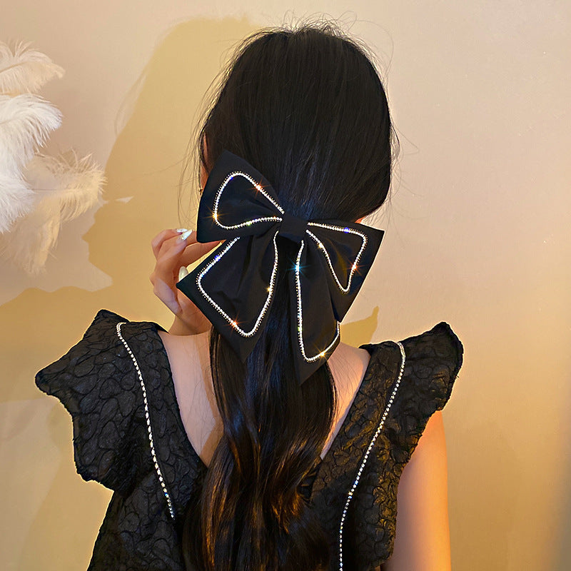 elegant tassel heart shape bow knot flannel inlay artificial pearls rhinestones hair clip 1 piece