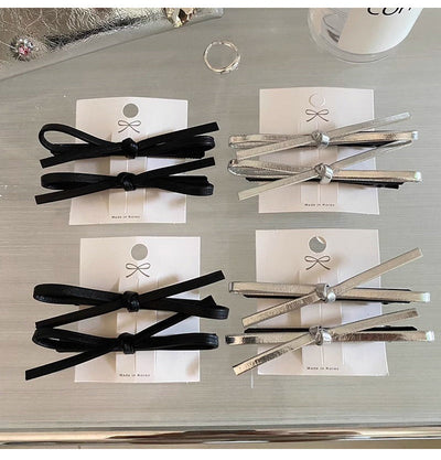 Women's Casual Simple Style Bow Knot Pu Leather Hair Clip