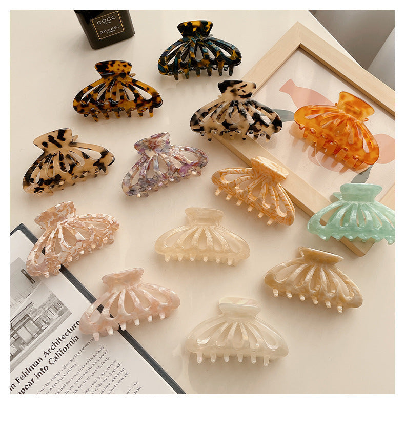 Women's Simple Style Marble Acetic acid sheets Handmade Hollow Out Hair Claws