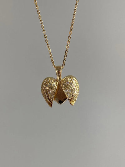 Titanium Steel Copper Plating Heart Shape Zircon Pendant Necklace