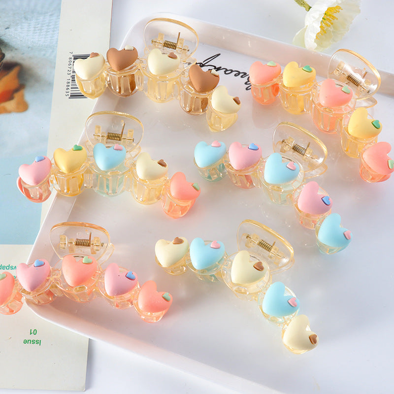 sweet heart shape plastic resin handmade hair claws 1 piece