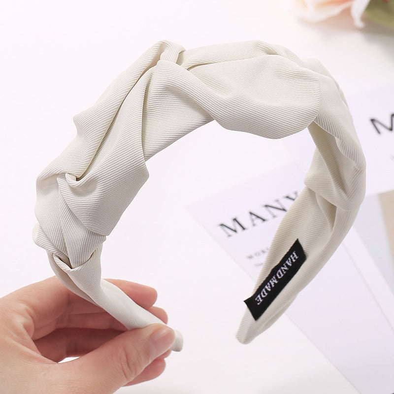 sweet solid color cloth pleated hair band