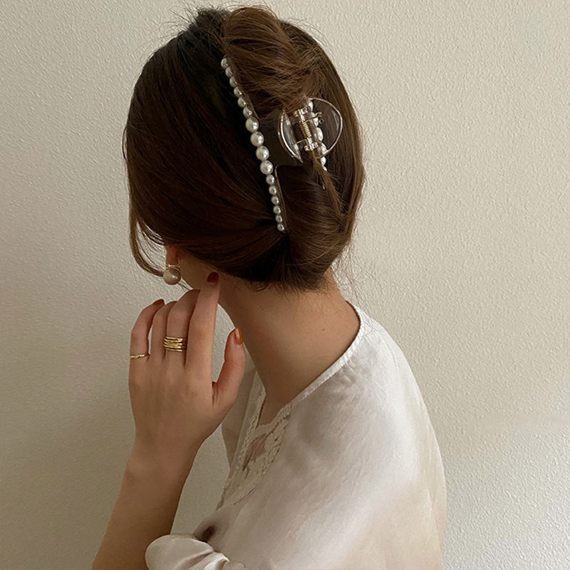 simple style geometric artificial pearl handmade hair claws 1 piece
