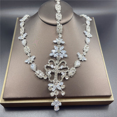 fashion bride wedding crystal hair chain full of diamonds water drop butterfly forehead chain