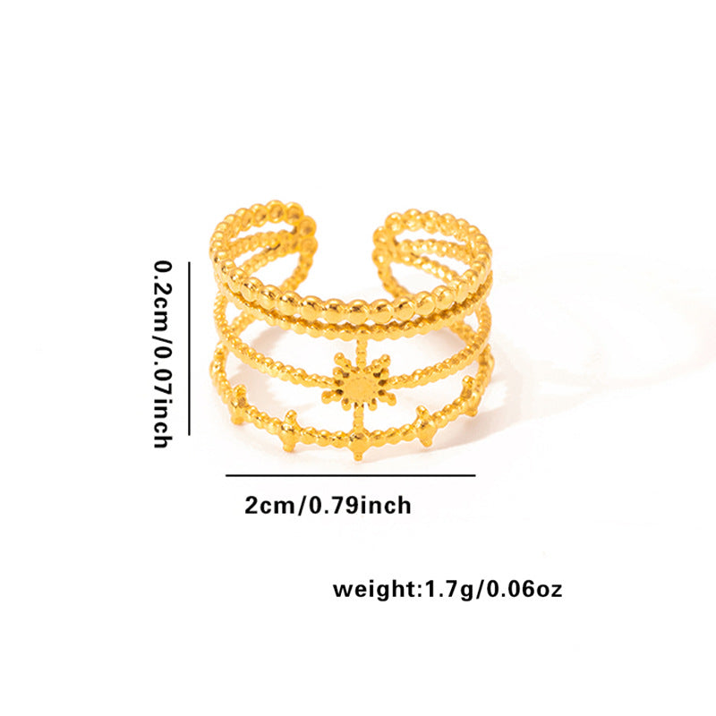 Jewelry Elegant Love Moon Leaves Titanium Steel Open Rings