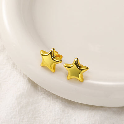 1 Pair Elegant Round Star Butterfly Titanium Steel Ear Studs