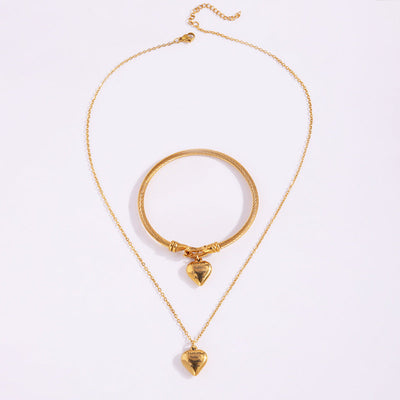 Jewelry Simple Style Heart Shape Titanium Steel Bracelets Necklace