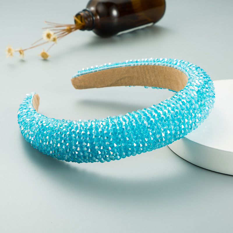 spring new sponge crystal wide edge headband