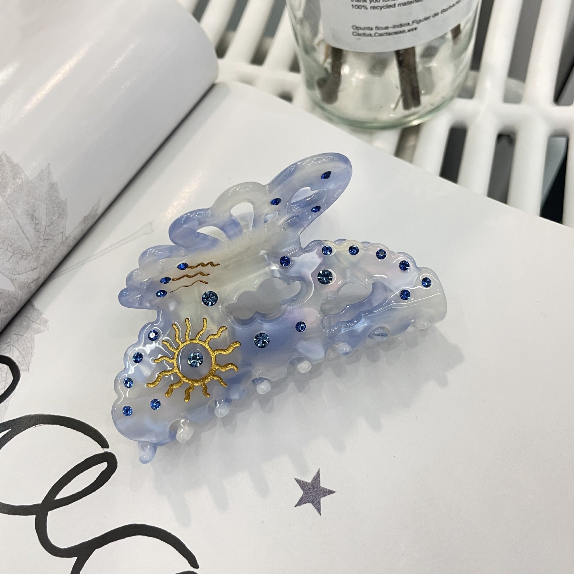 Women's Sweet Butterfly Acetic acid sheets Inlay Rhinestones Hair Claws