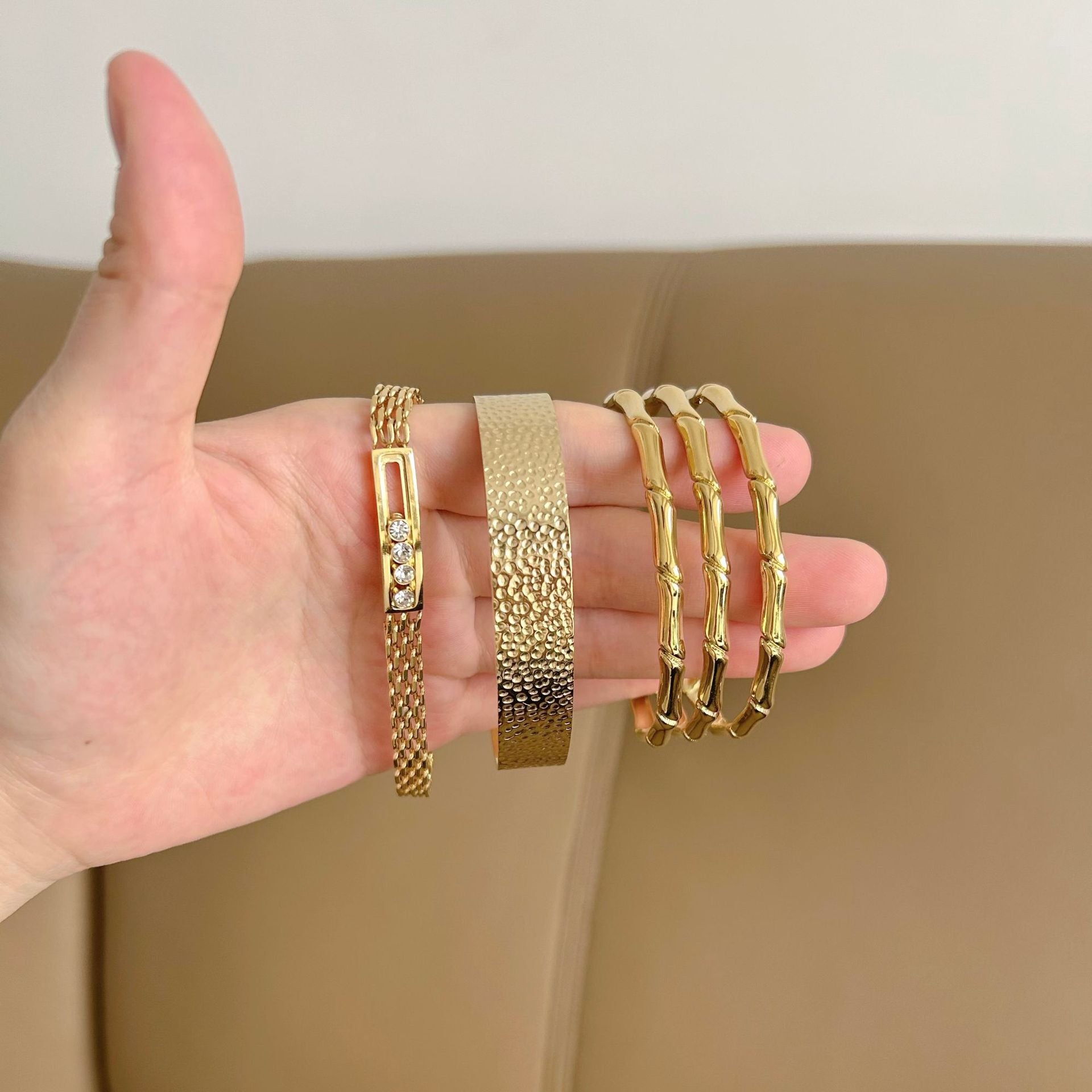 Elegant Streetwear Geometric Titanium Steel Cuff Bracelets Bracelets In Bulk