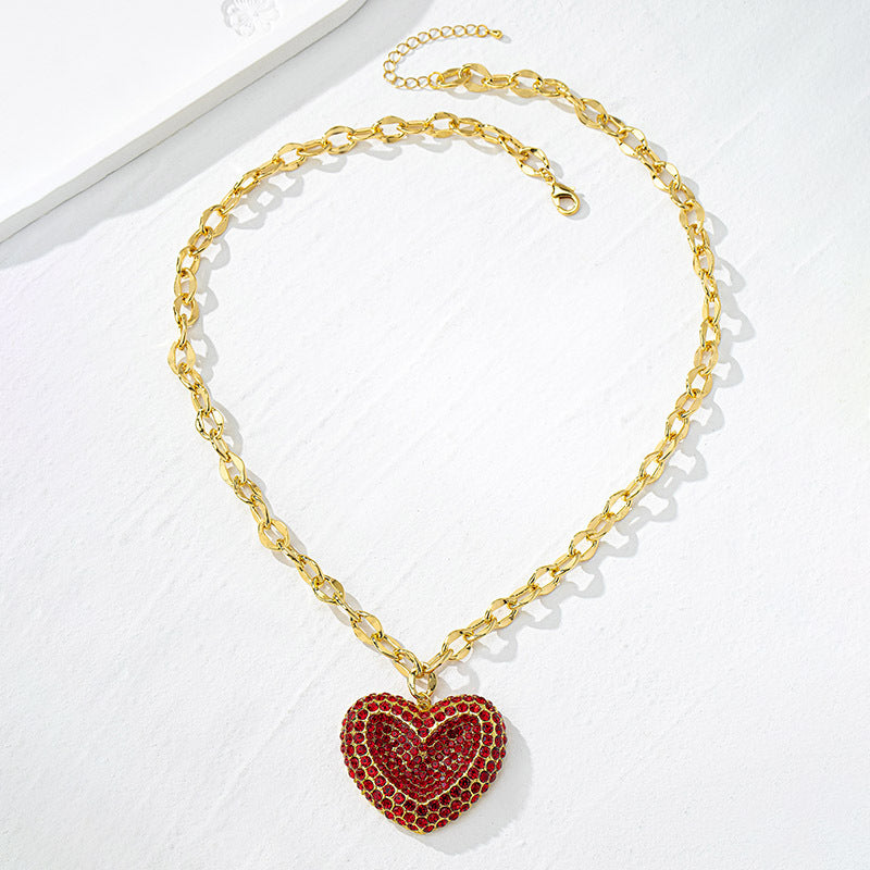 Jewelry IG Style Simple Style Heart Shape Copper Zircon 18K Gold Plated Inlay Pendant Necklace