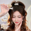 fashion bunny ears crown alloy plating inlay artificial gemstones pearl hair claws 1 piece