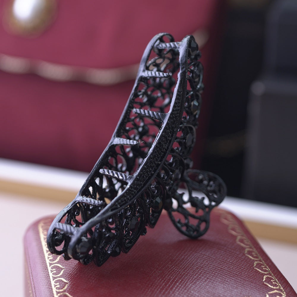 retro waves metal inlay rhinestones hair claws