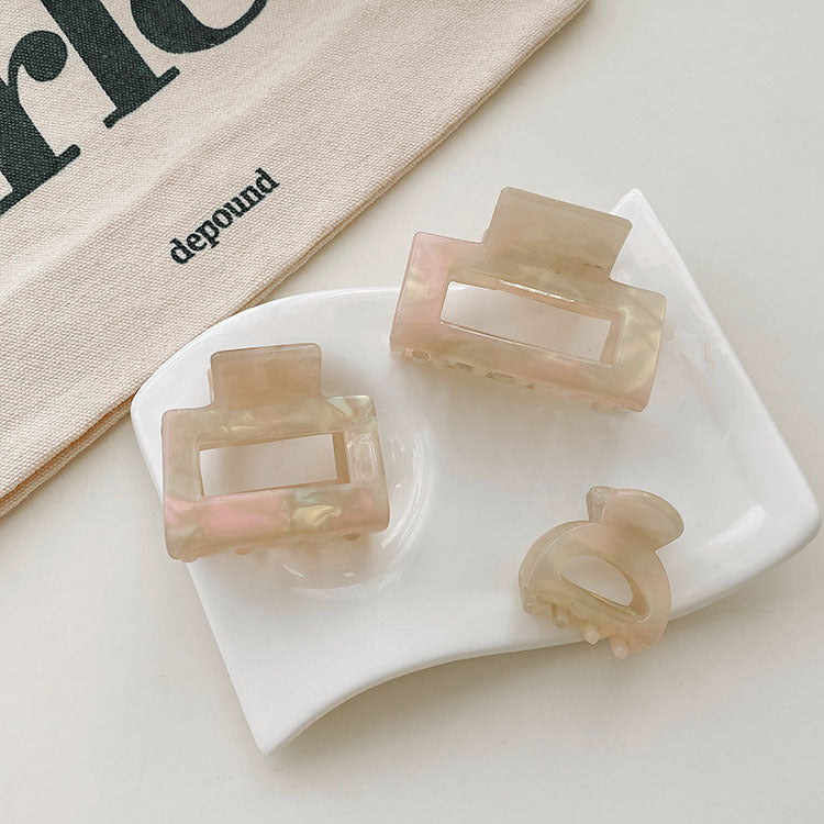 fashion solid color plastic resin polishing hollow out hair claws