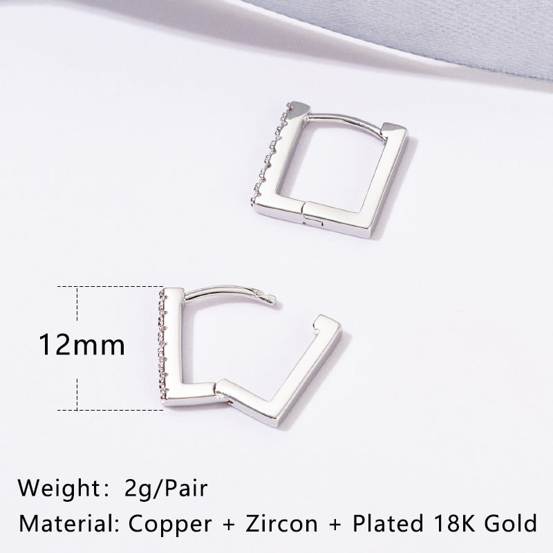 1 Pair Simple Style Geometric Copper Zircon Earrings