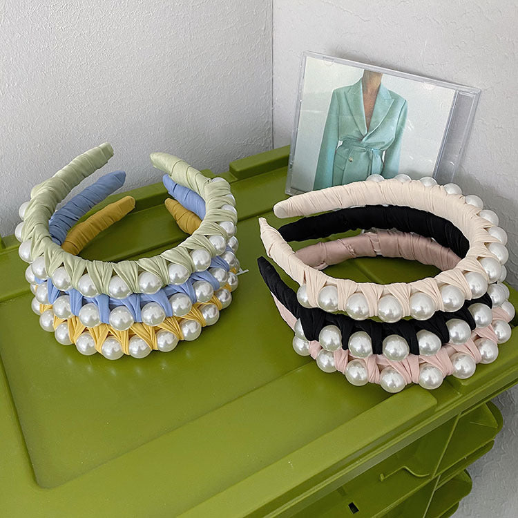 korean winding pearl woven headband