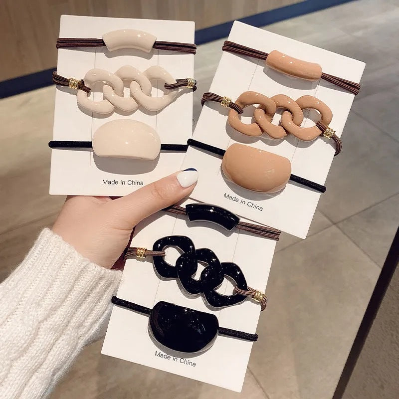 simple style solid color plastic resin hair tie 1 set