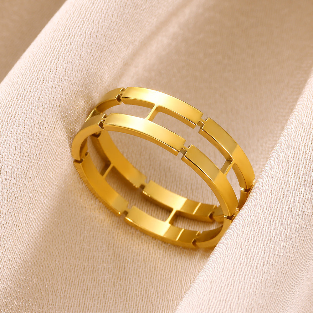 Jewelry Simple Style Commute Geometric 304 Stainless Steel 18K Gold Plated Rings
