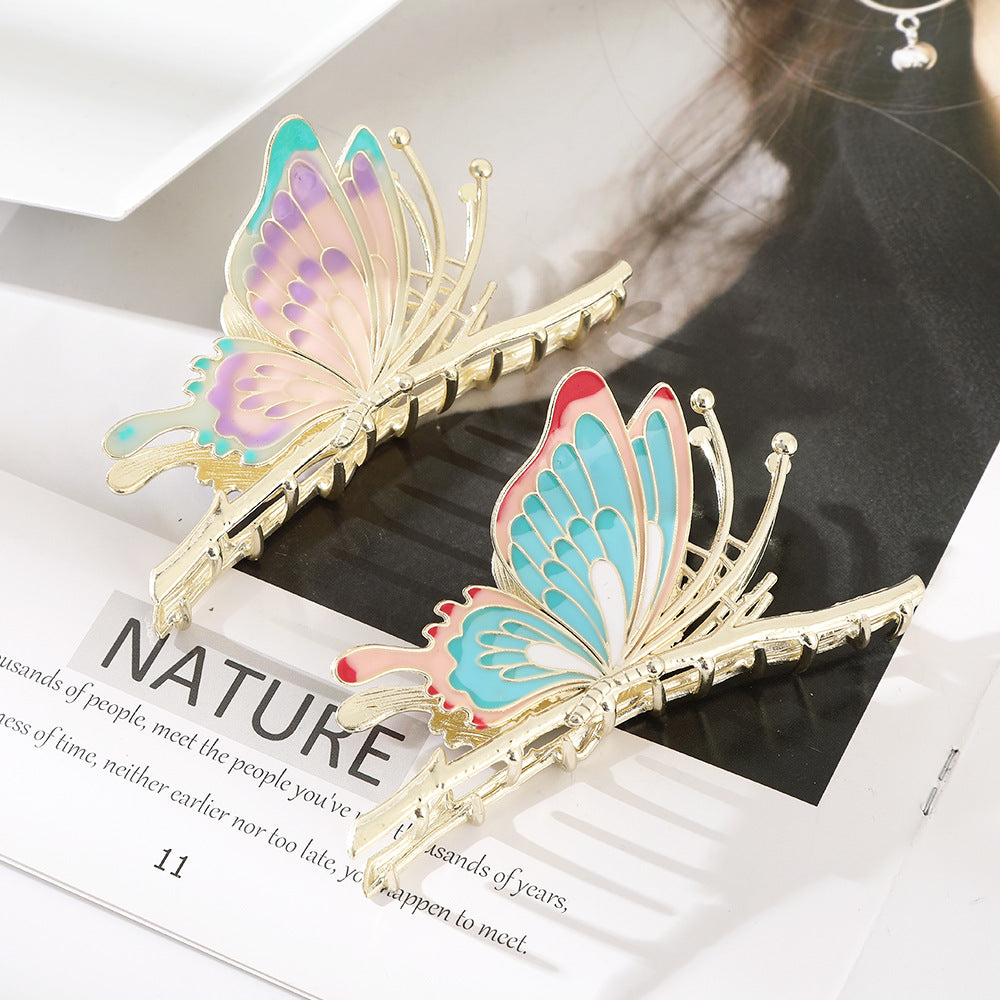 elegant sweet butterfly metal plating hair claws
