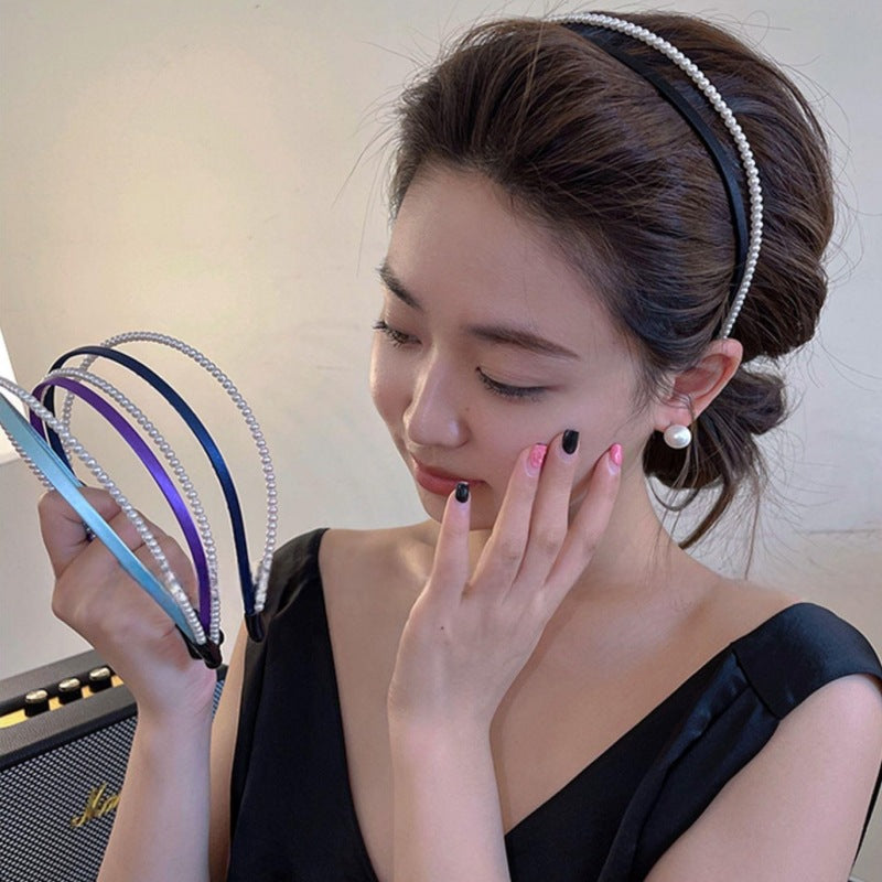 sweet simple style classic style geometric artificial pearl cloth hair band