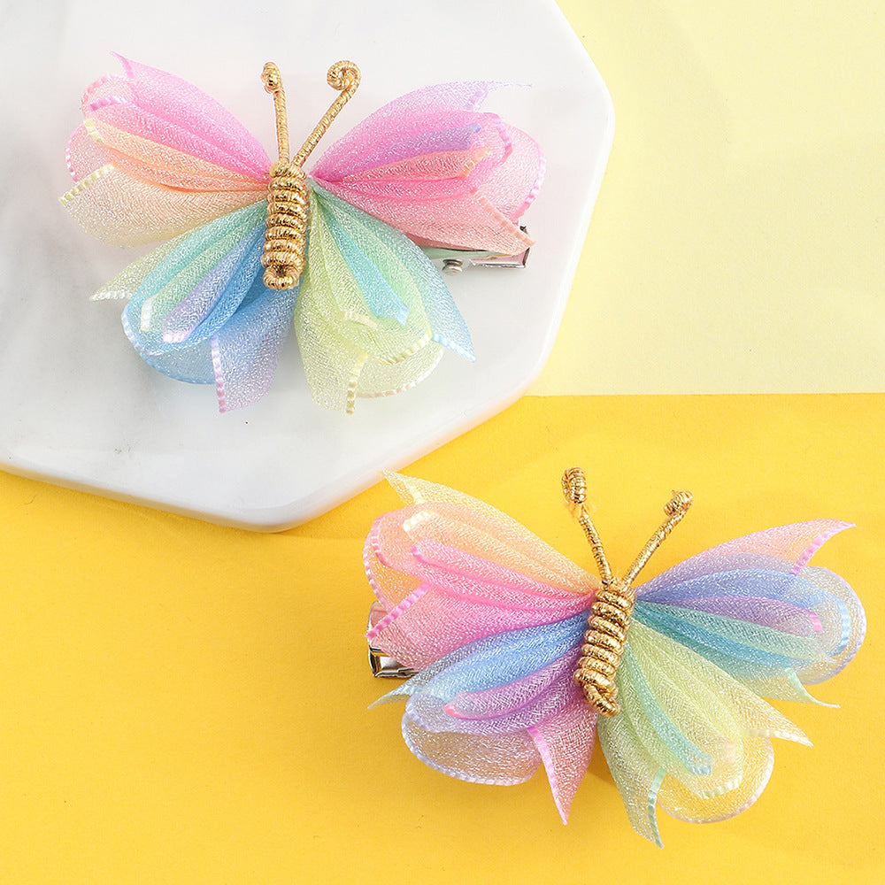 kid's cartoon style butterfly cloth knitting hair clip
