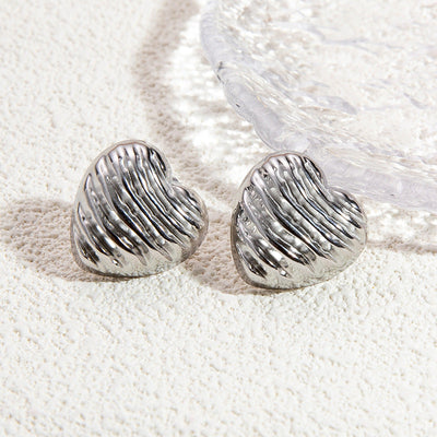 1 Pair Vintage Style Classic Style Geometric Heart Shape Plating 304 Stainless Steel Ear Studs