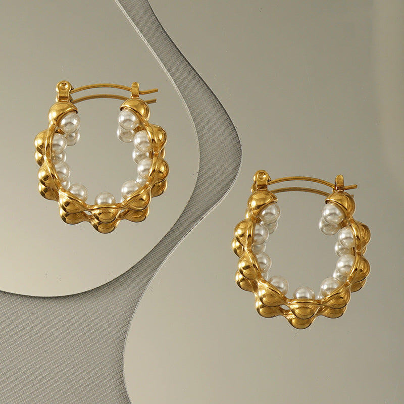 1 Pair Simple Style Geometric Solid Color 304 Stainless Steel Hoop Earrings