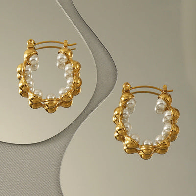 1 Pair Simple Style Geometric Solid Color 304 Stainless Steel Hoop Earrings