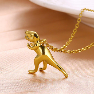 Jewelry Cute Hip-Hop Dinosaur Titanium Steel Plating Pendant Necklace