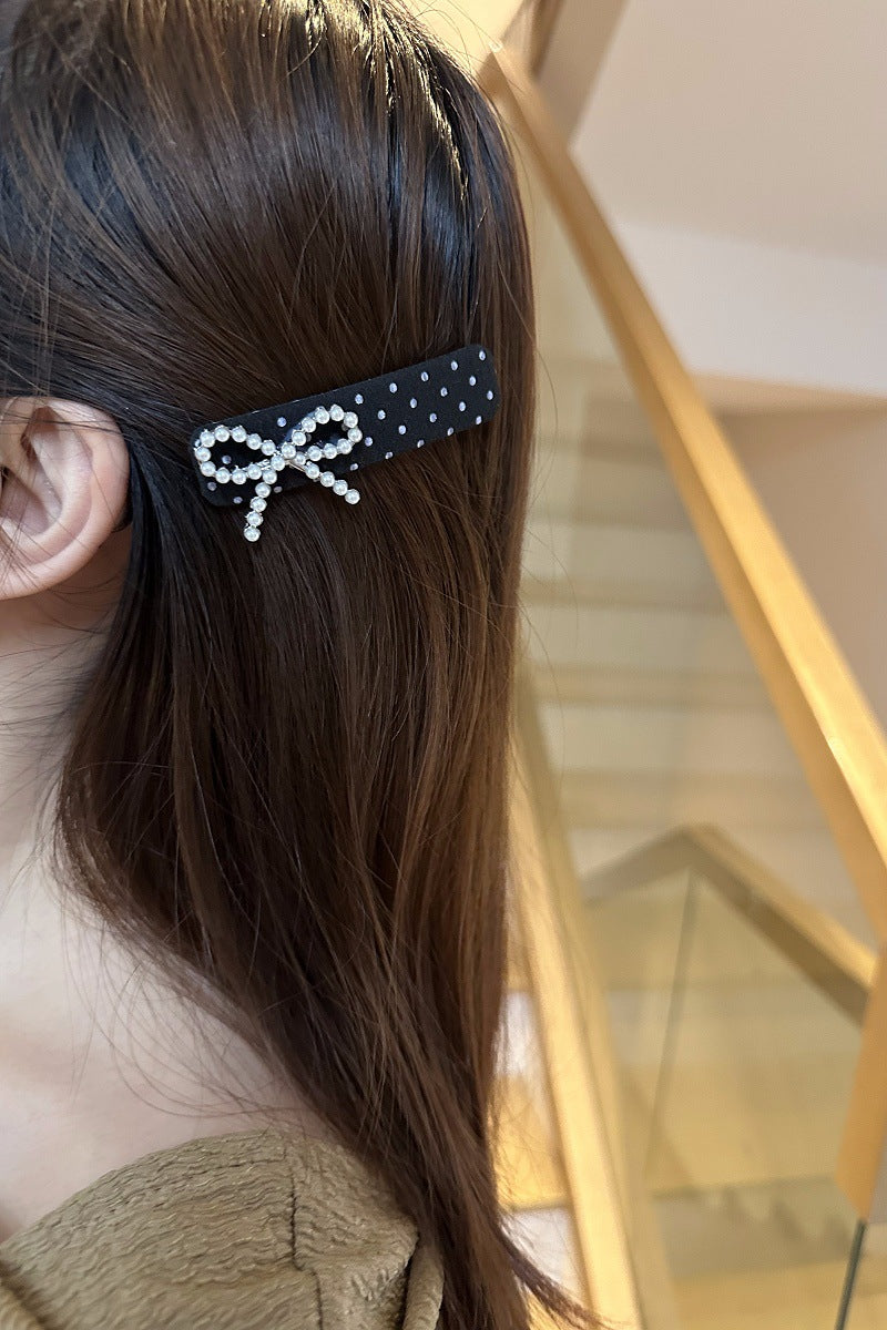 Women's Retro Polka Dots Bow Knot Cloth Hair Clip